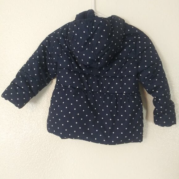 Healthtex girls size 5T navy blue and white polka-dot puffer jacket - Picture 4 of 9